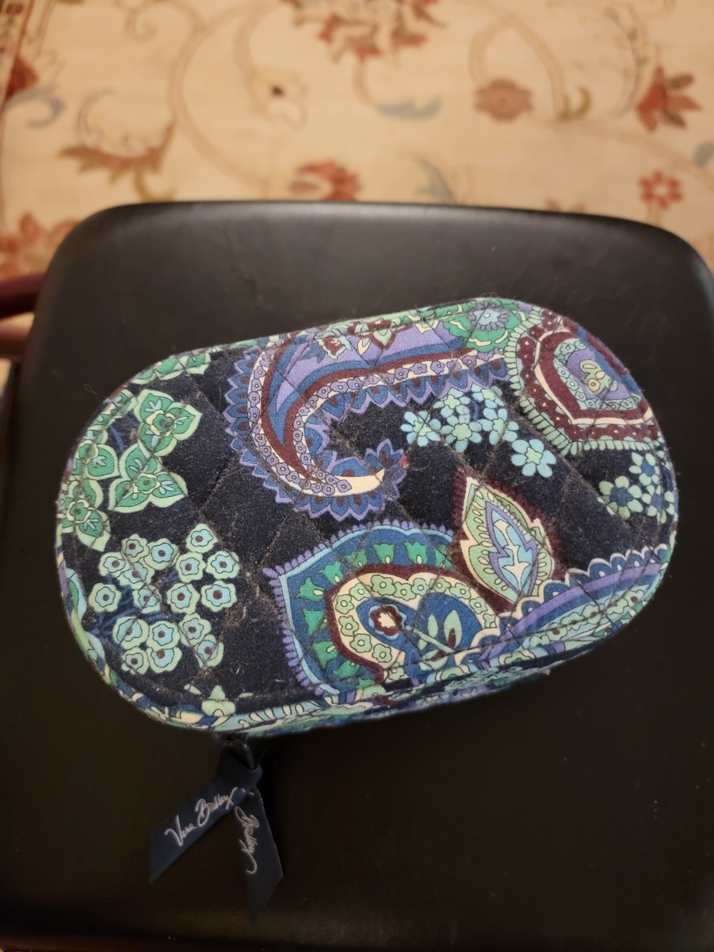 Vera Bradley Navy Paisley Quilted Travel Jewelery Container